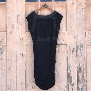 sexy black ruched bodycon dress with keyhole
